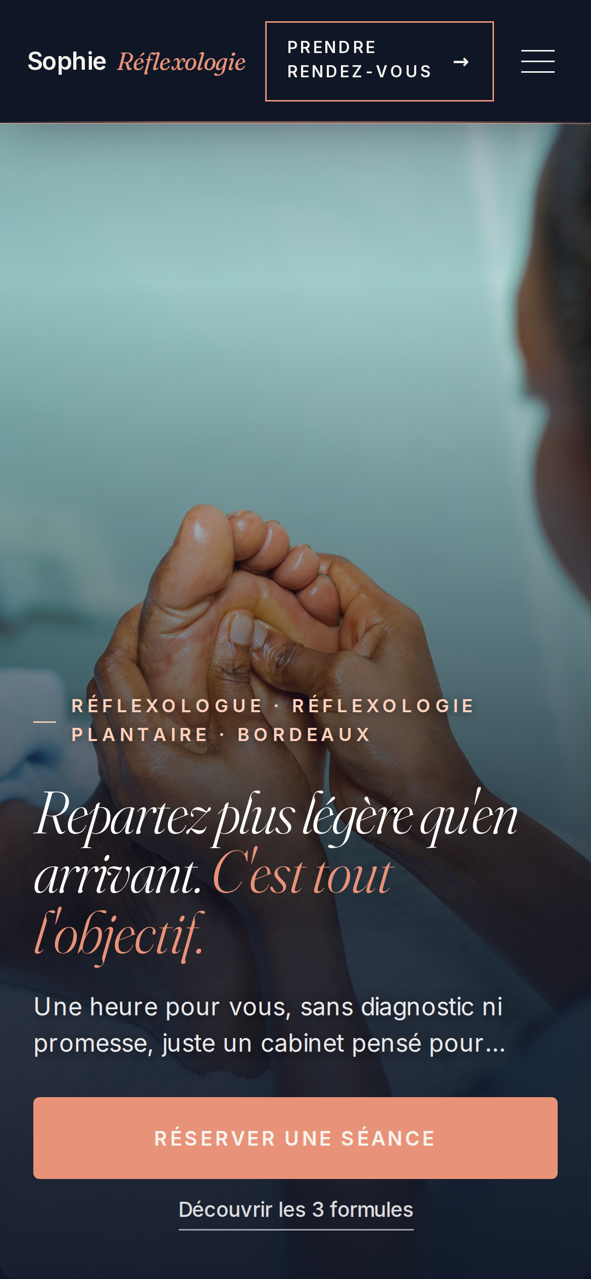 Site mobile de Sophie, réflexologue à Bordeaux