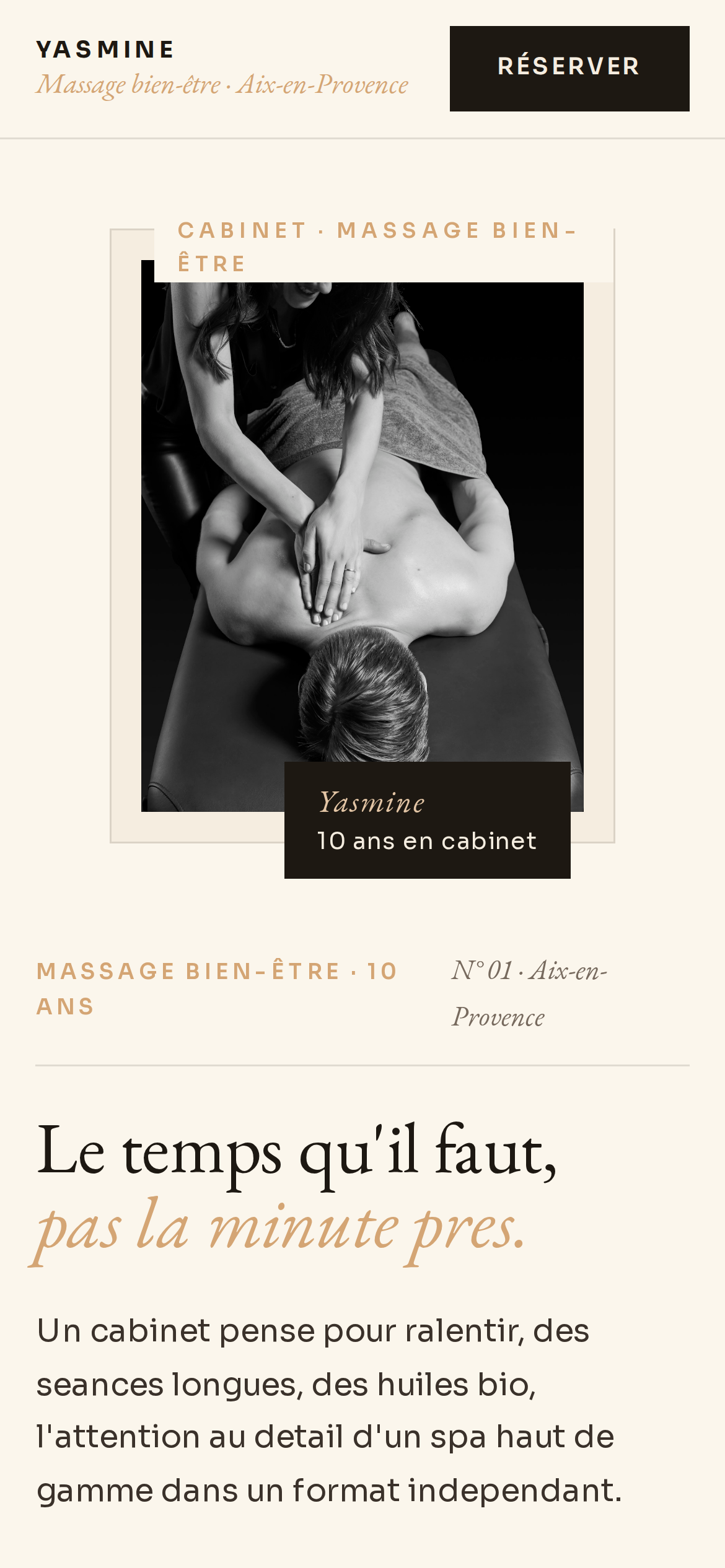 Site mobile de Yasmine, massage bien-être à Aix